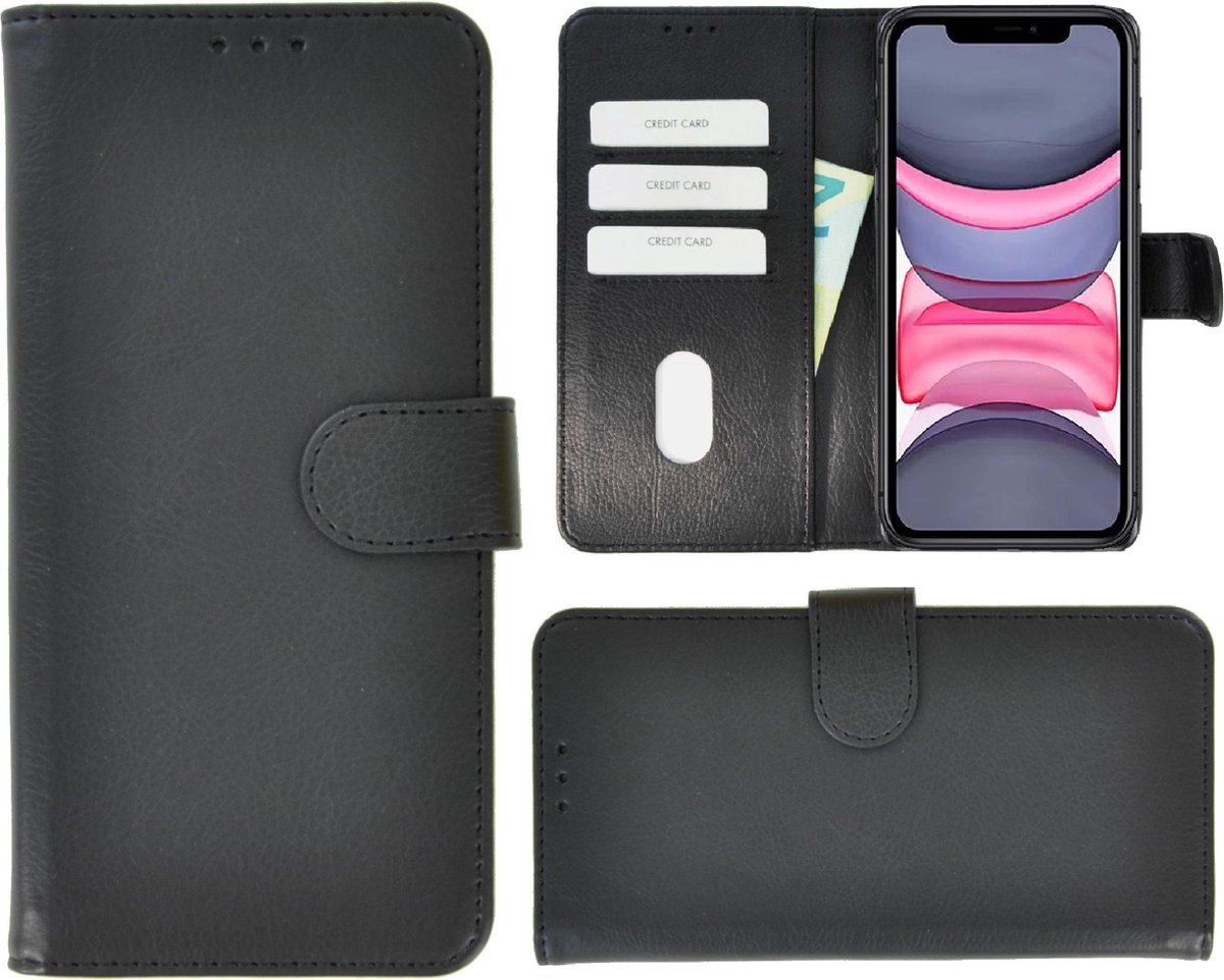 Geschikt voor iPhone 12 Pro Max Hoesje - Book Case Wallet Zwart Cover