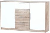 MILO Sideboard - Kast - Dressoir - Commode - Wit / Licht eiken - 84 x 145 x 38 cm