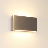 Wandlamp Box 2L Aluminium - LED 2x4W 2700K 2x480lm - IP54 - Dimbaar > wandlamp binnen mat staal | wandlamp buiten mat staal | wandlamp mat staal | buitenlamp mat staal | muurlamp m