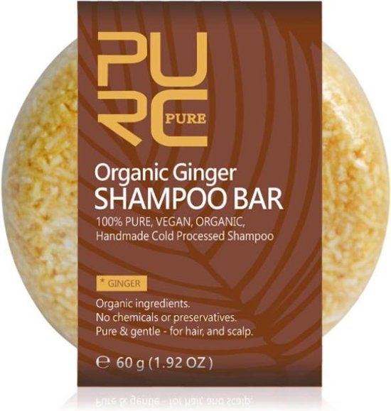 Organic Ginger Shampoo Bar 60g gember vegan en geen chemicalen bol