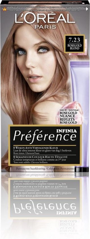 3x L'Oréal Preference Haarkleuring 7.23 Rich Rose - Rosegold Blond | bol.com