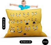 Mr. Relax Zitzak Loungekussen Dual Print Kinderen Kinderkamer 140 x 140 Emojis  Binnen- en Buitengebruik Vloeistofdicht Back To School Gaming