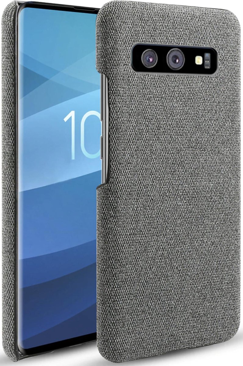 Geschikt voor Samsung Galaxy S10e Backcover - Grijs - Stof textuur canvas