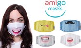 Amigo mondmaskers - 4 stuks (wasbaar/2-laags)
