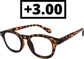 Orange85 Leesbril Dames +3 - Panterprint - Leesbrillen - Dames Trendy - Tijgerprint - Met sterkte 3 - Lees bril bruin