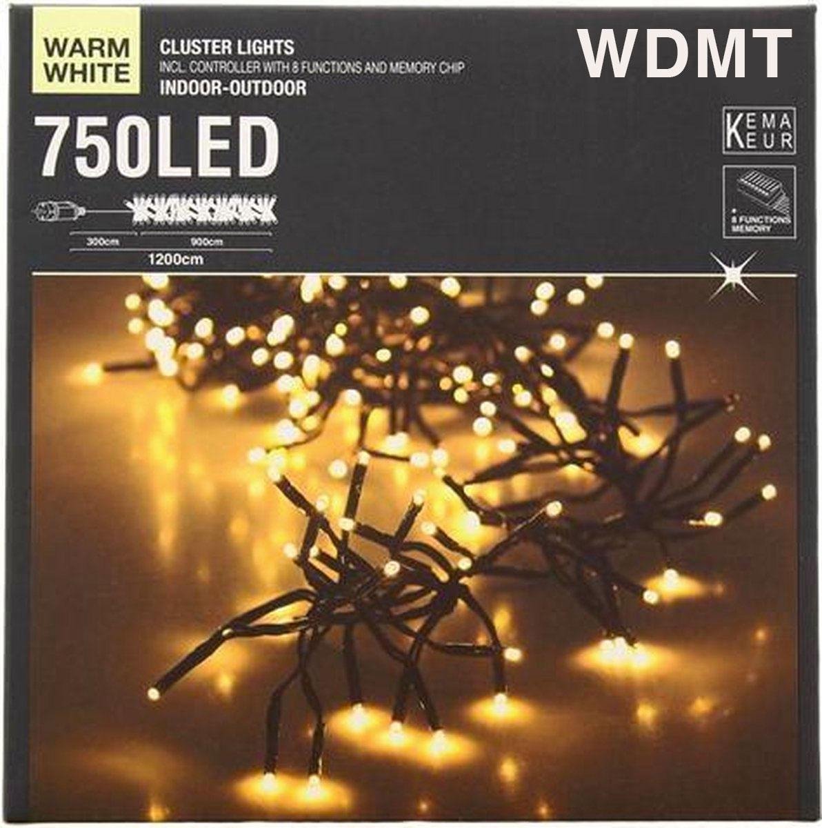 Clusterverlichting van WDMT™ | 750 ledlampjes | 12 meter | - inclusief 8  functions... | bol.com