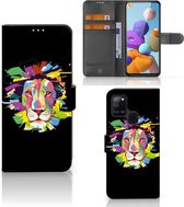 GSM Hoesje Geschikt voor Samsung Galaxy A21s Book Cover Lion Color