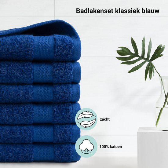 Handdoeken DoubleDry XL 70 x 140 cm - Lot de 6 - Qualité Hotel 500 g/ m2 - 6 x Blauw Classique
