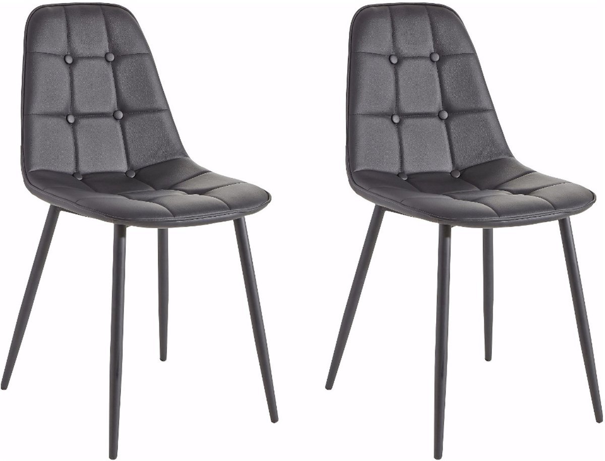 Luna-Eetkamerstoel - Set van 2 - Zwart PU