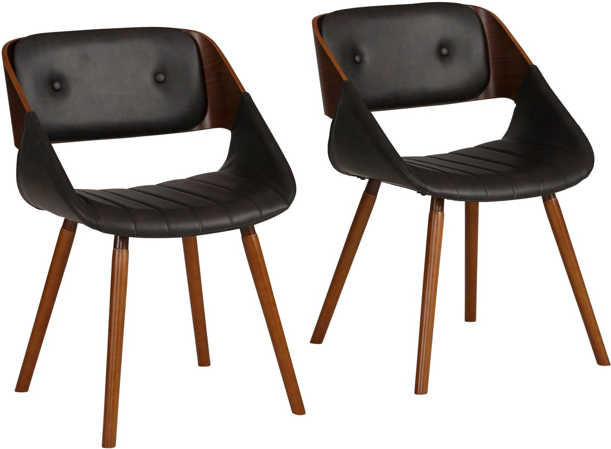 Langley-Eetkamerstoel - 2 Pack - Zwart PU