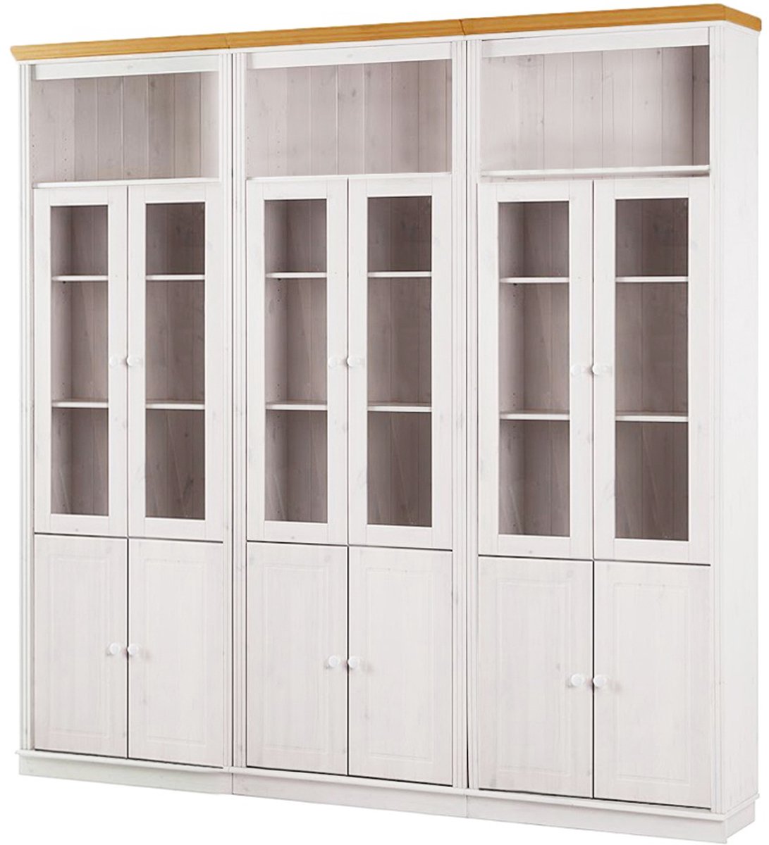 Notio Living Anita- Boekenkast in klassiek landhuisdesign van grenenhoutL WH Bruin