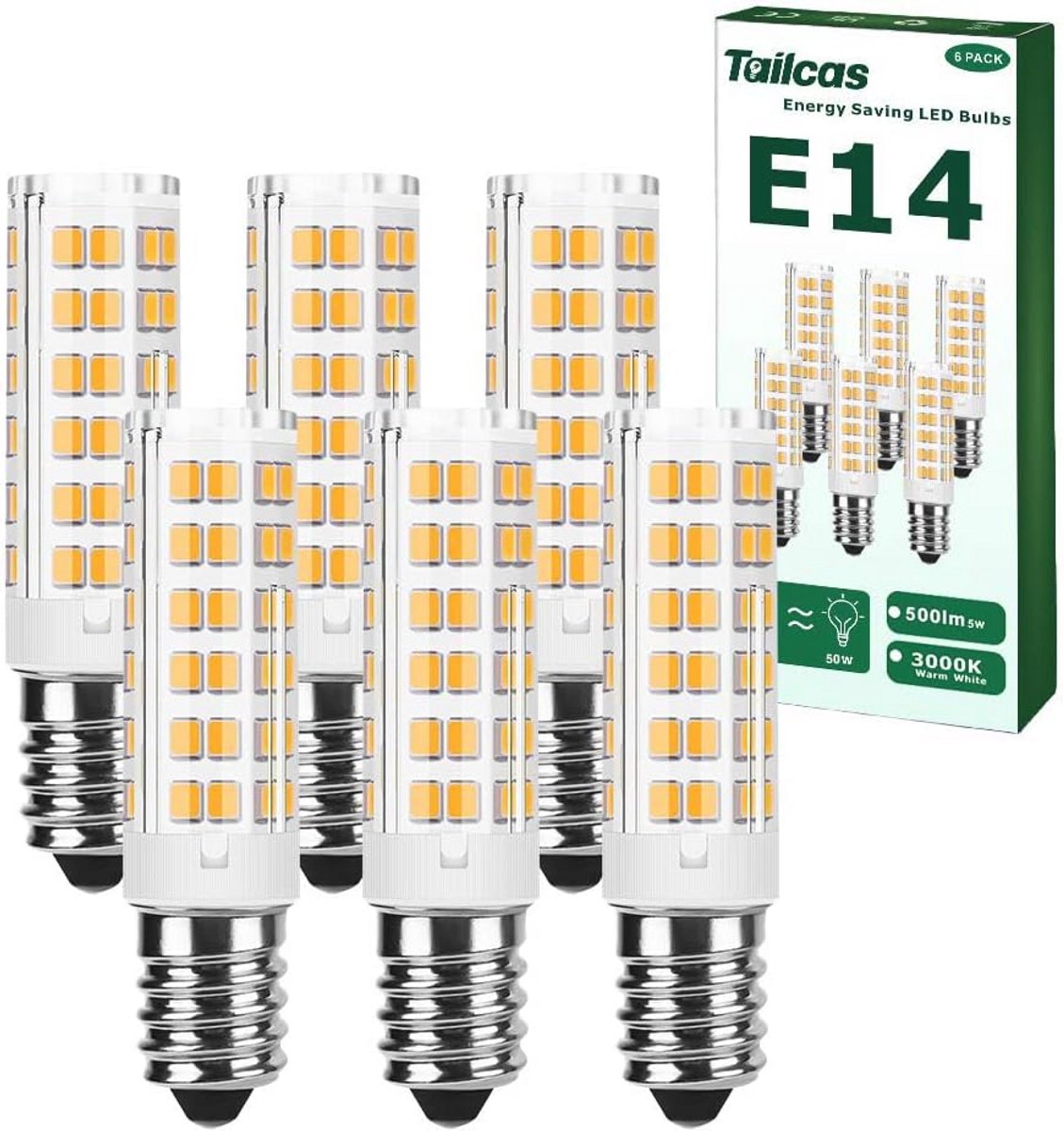 Ledlamp E14 5W Warmwit 3000K Niet Dimbaar 500lm 6 Stuks