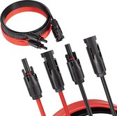 AFERIY Zonnepaneel Verlengkabel 5M – MC4 Verbindingskabel – Set van 2 (Rood + Zwart) – Geschikt voor Zonnepanelen, Omvormers en Laadregelaars