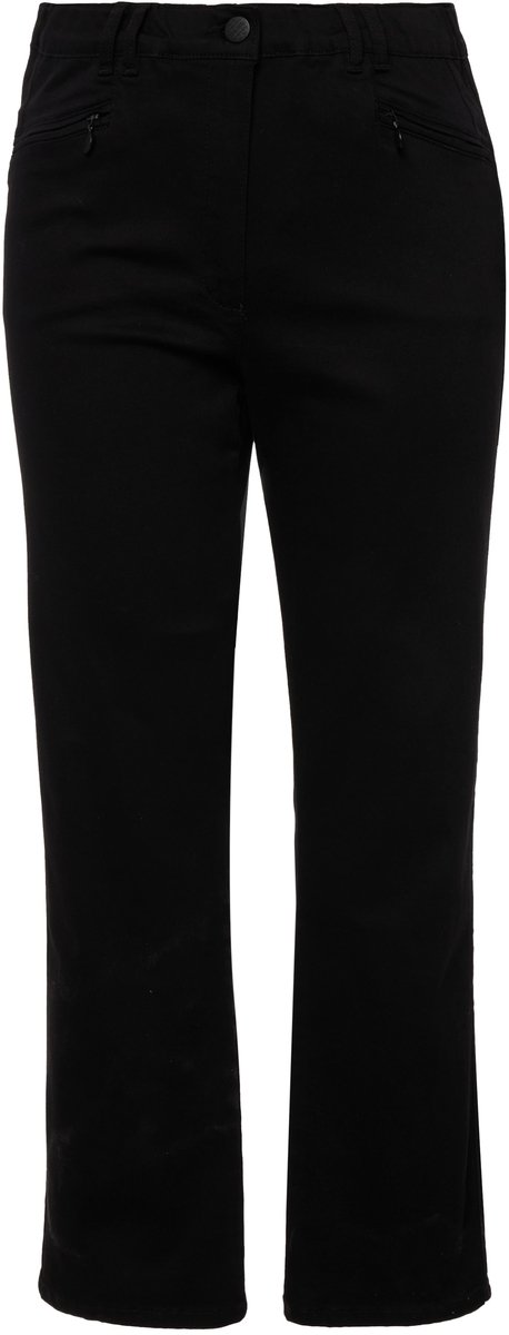 Ulla Popken - Dames - Basic stretchbroek Mony kleurecht licht smal toelopend - Zwart - Maat 116
