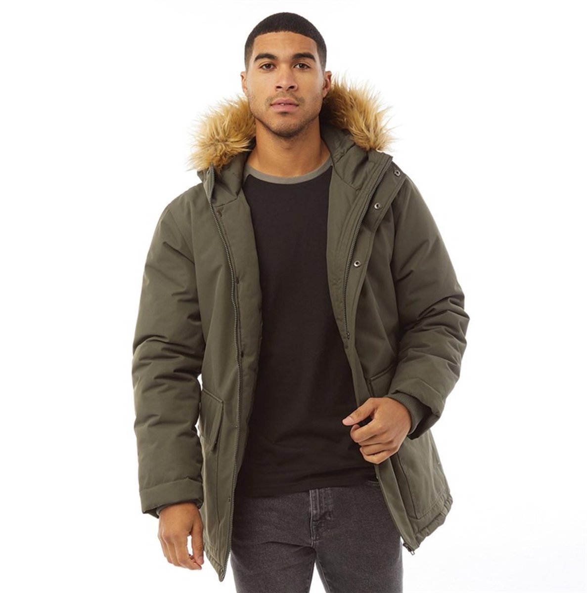 French Connection Heren dikke warme stoere Parka Jas Khaki maat XXL