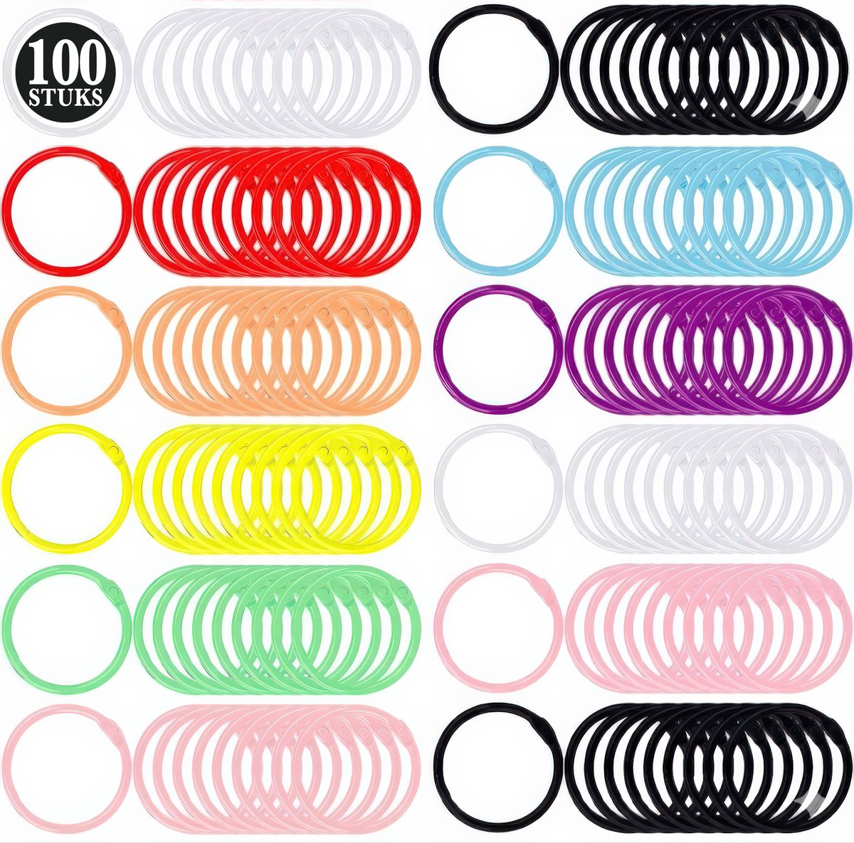 100 Stuks Metalen 30mm Klikringen - Boekringen - DIY Cipiersring Sleutelringen - Flashcard Ringen - Sleutelhangers Maken Set - Sleutel Splitringen voor Hobby & Sleutellabels - Keychain Keyrings - Sleutel Houder Knutselen - Boekbinden - Gordijnringen