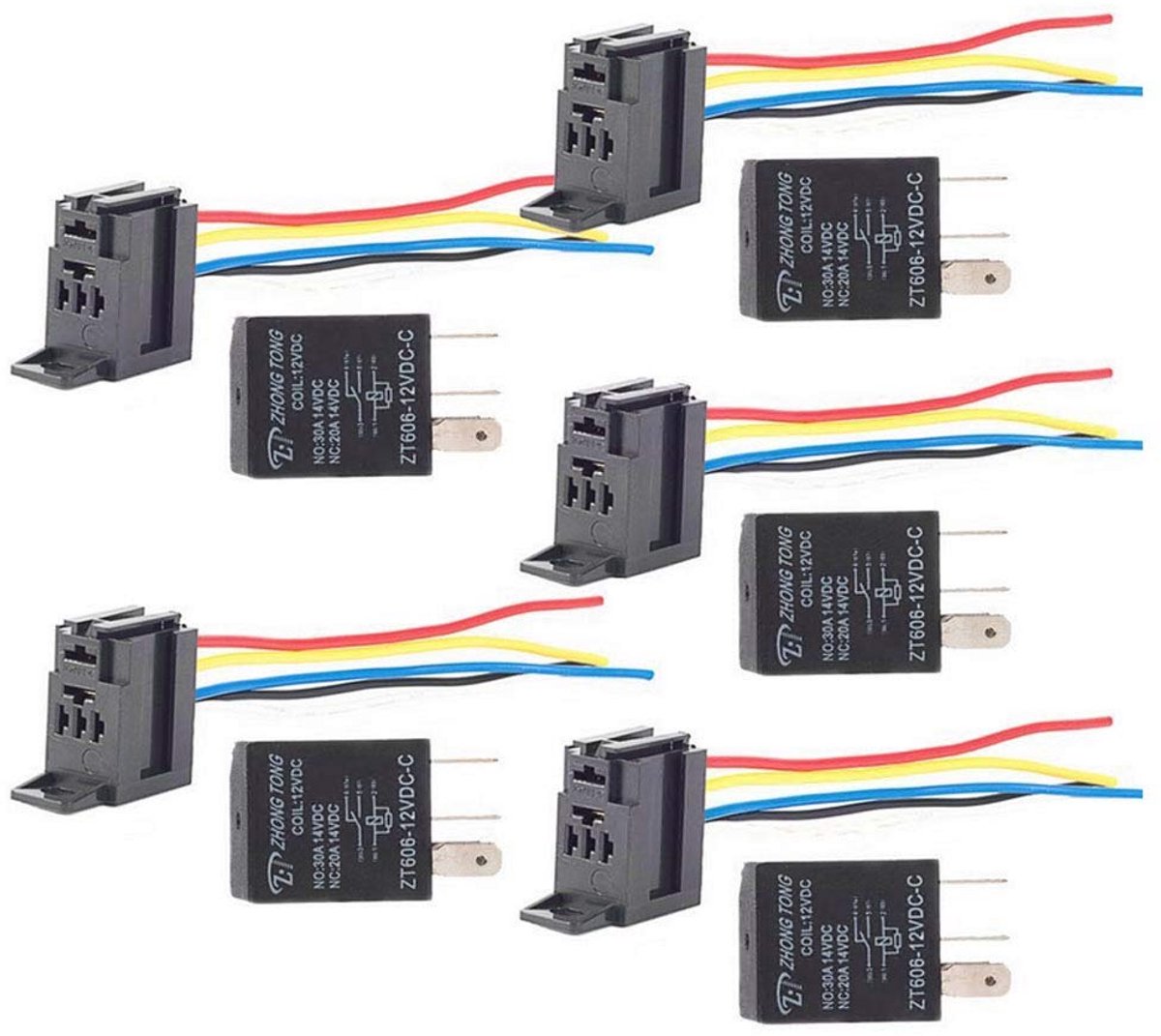 5-polig 12V 30A auto relais set - heavy-duty wisselrelais voor auto, motorfiets en boot
