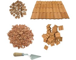 Miniatuur Bakstenen en Dakpannen voor Poppenhuizen en Diorama's - DIY Decoratie Set van 200 met Gereedschap