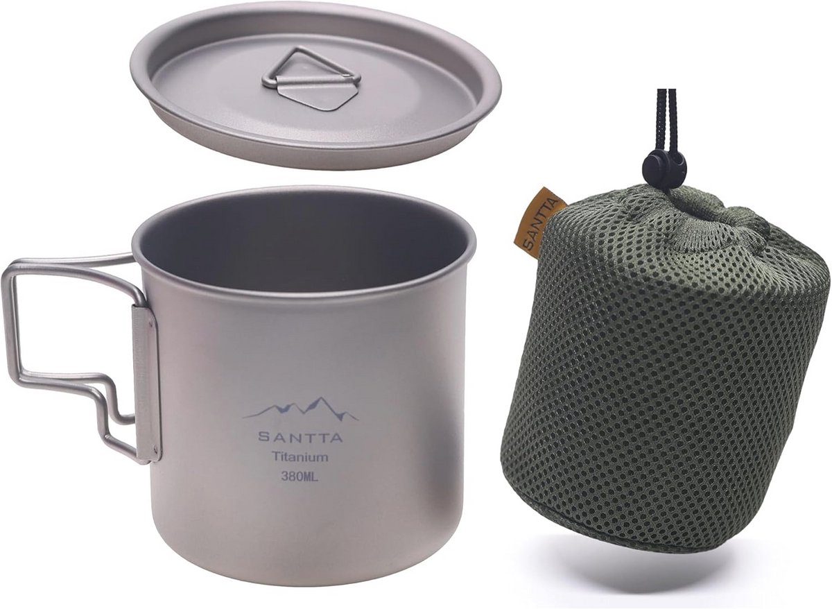 Lichtgewicht Titanium Mok 12oz met Opvouwbaar Handvat voor Buitenshuis