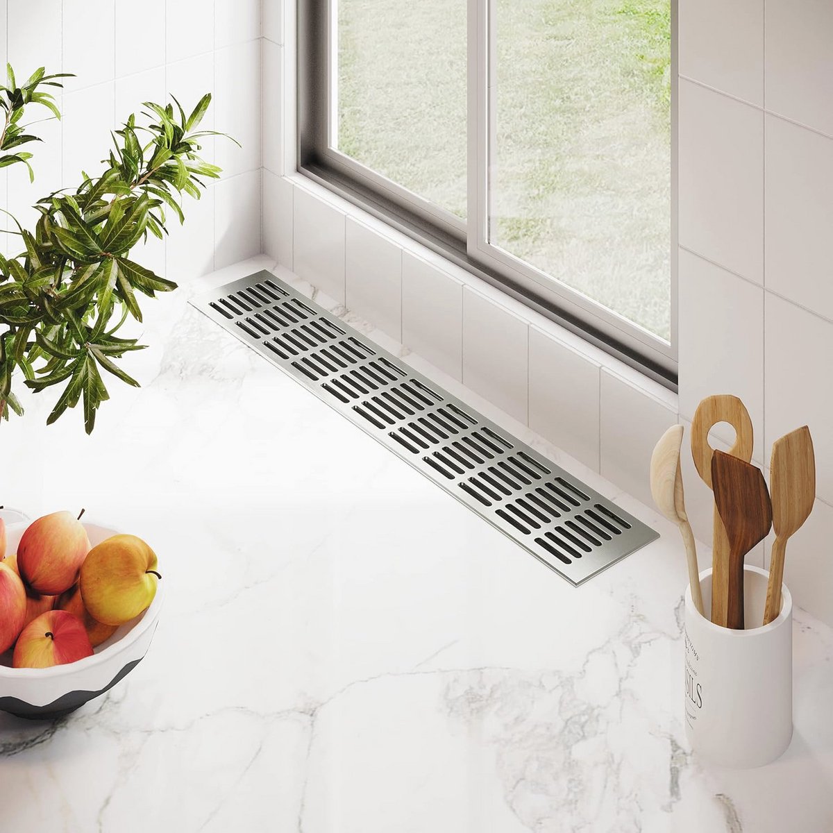 Ventilatierooster Aluminium 100mm x 300mm in Zwart - RAL 9005