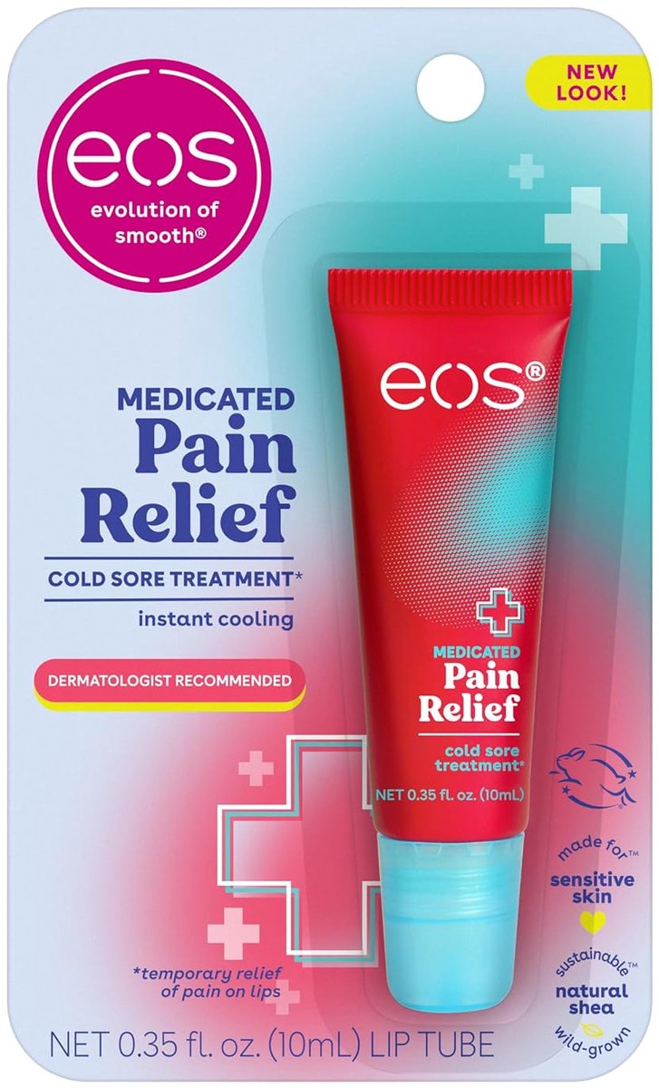 eos Medicated Lip Balm - Lip Care to Repair and Protect Chapped and Dry Lips | Instant Cooling and Pain Relief, 10ml