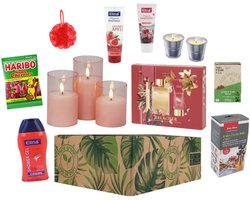 Dames Kerstpakket Geschenk set - Cadeaupakket - Relatiegeschenk met LED kaarsen - Luxe Rituals parfum en geuren - creme - lotion - thee - kaarsen - Snoep - Kerst pakket - Feestdagen - Giftbox