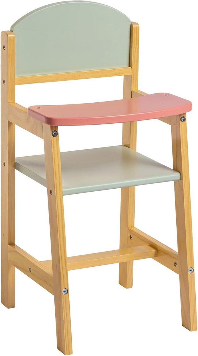 Houten Kinderstoel voor Poppen tot 45 cm met Dienblad - Creatief Speelgoed voor Kinderen vanaf 3 Jaar