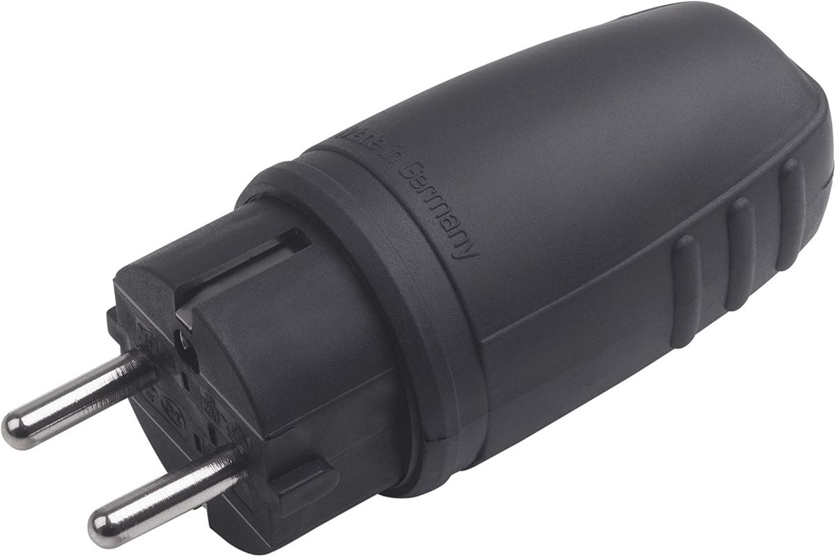 Veiligheidscontactstekker Rood IP44 - 250V 16A - Rubber/Kunststof met Knikbescherming