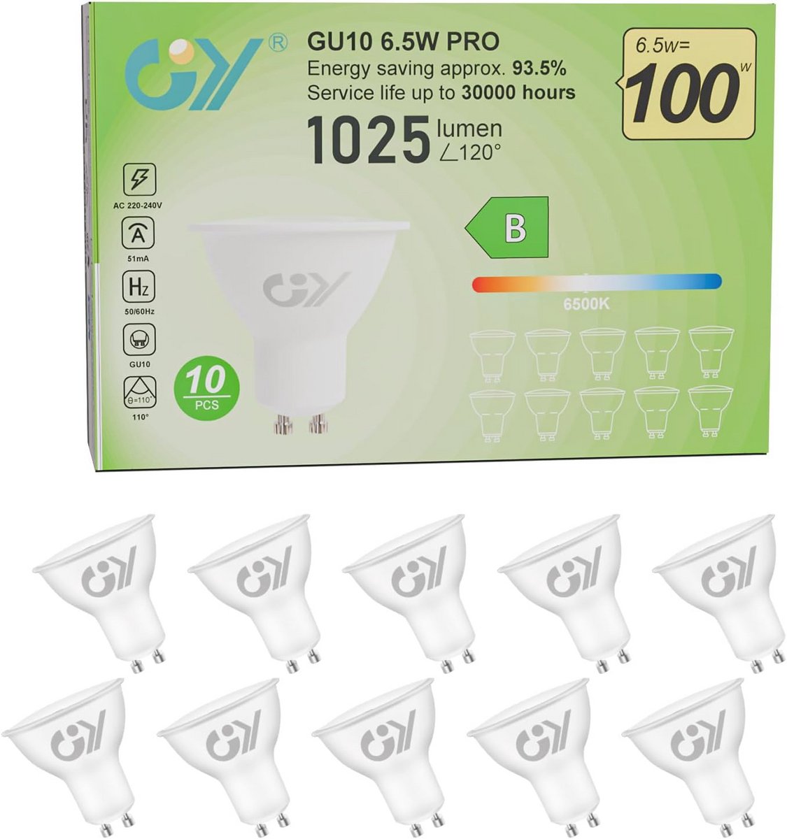 Led Gu10 Lamp 6,5W 1025 Lumen 6500K – Energiezuinige Verlichting voor Thuis