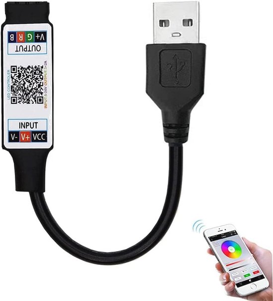 Mini RGB Bluetooth Controller voor LED Strips - USB 5V | bol