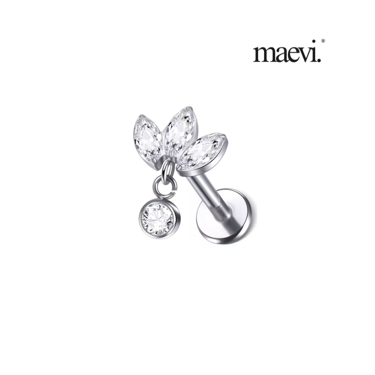 Maevi® Piercing voor Oor - Kleur: Zilver - Formaat: 12 x 6 MM - Titanium - Tragus / Kraakbeen / Helix / Conch - Oorpiercing - Piercing Sieraad - Hoge Kwaliteit - Labret Piercing - Luxe Sieraad - Oorbellen
