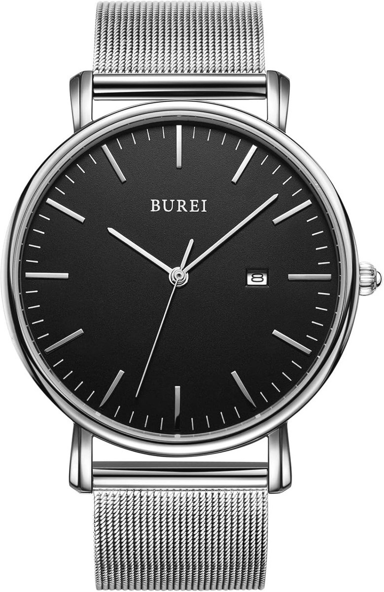 Ultra Dun Minimalistisch Modern Herenhorloge met Grote Wijzerplaat en Roestvrijstalen Band