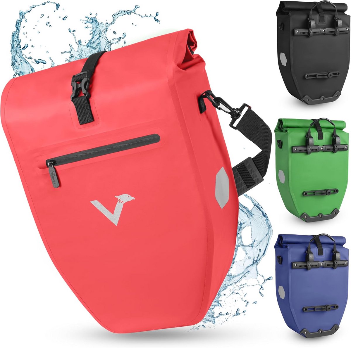 Waterdichte Fietstas - 28L Capaciteit - Draagtas voor Bagagedrager met Reflectoren