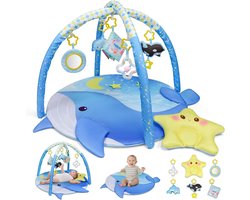 Baby Speelmat 31 x 31 inch met Activiteit Gym, Afneembare Spiegel en Zacht Boek
