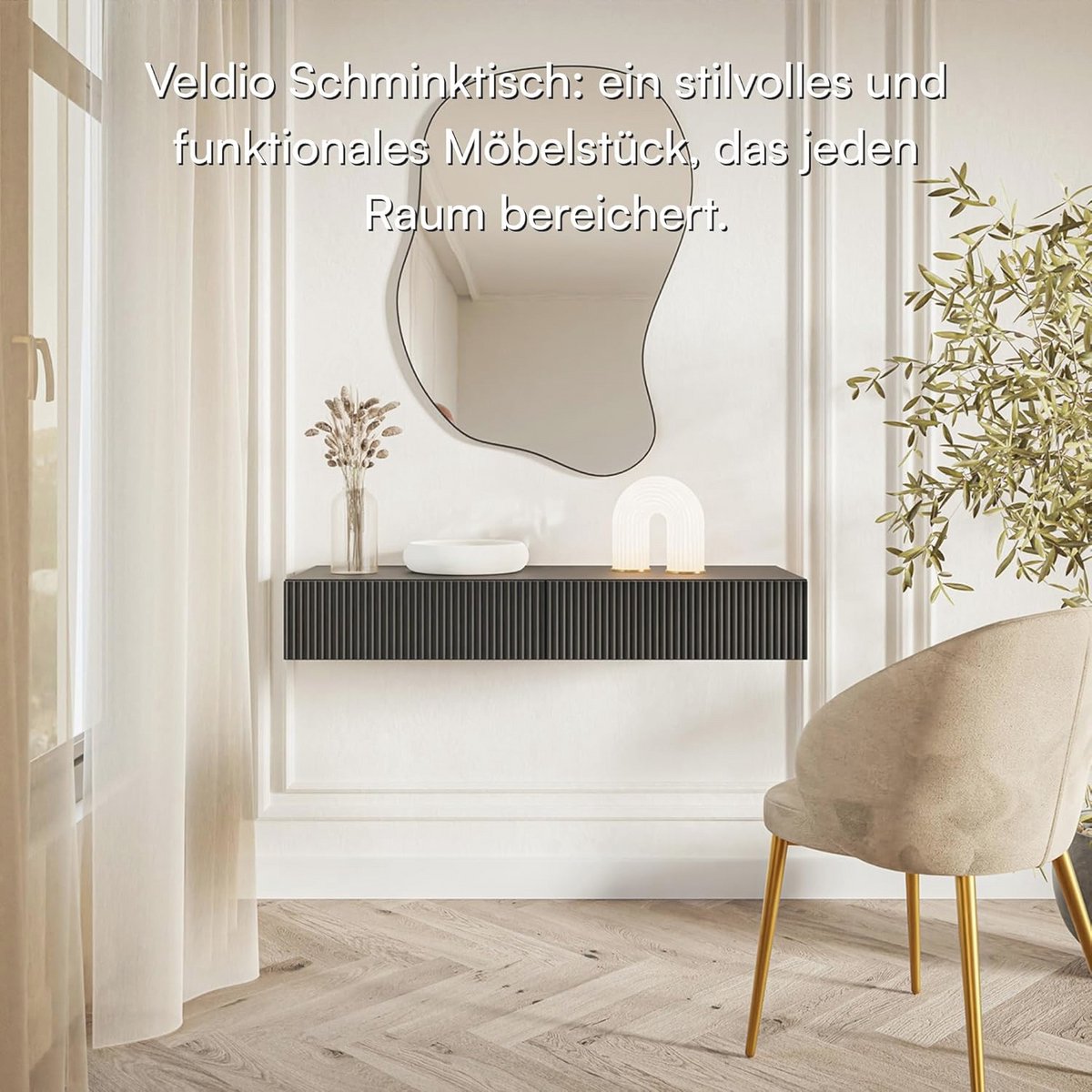 Stijlvolle Make-uptafel met 2 Laden - 110 cm - Zwart