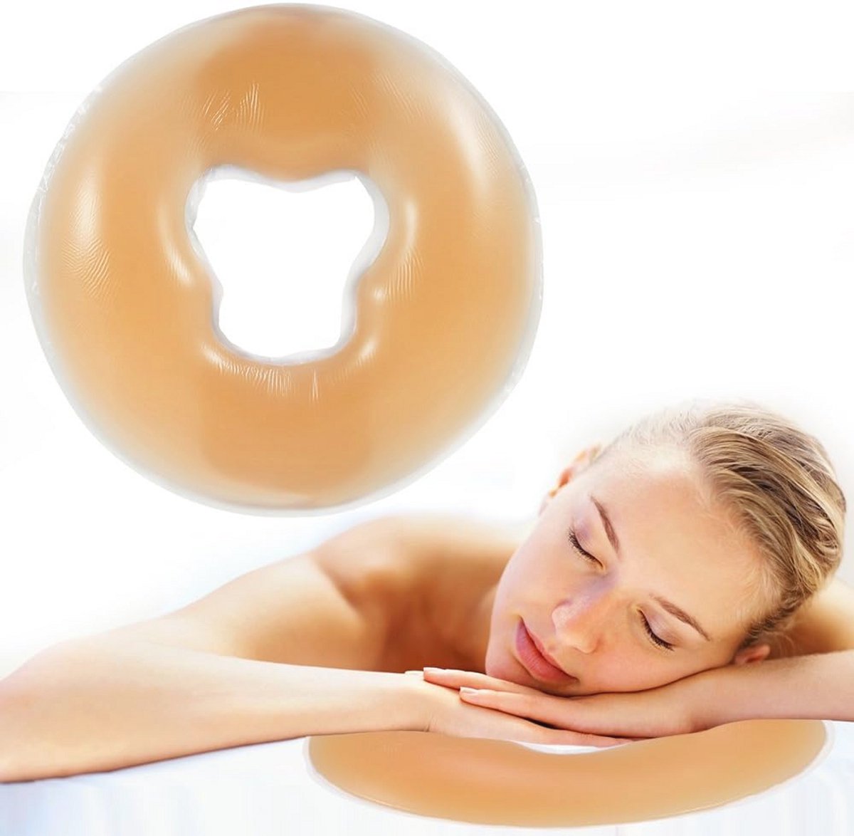 Silicone Pillow Soft Massage Face Relaxing Pillow Headrest,SPA Beauty Salon Skin Care Soft Overlay Face Relaxed Weight Pillow Pad Salon Care Pillow Silicone Face Relaxed Head Crib Pillow (Beige)