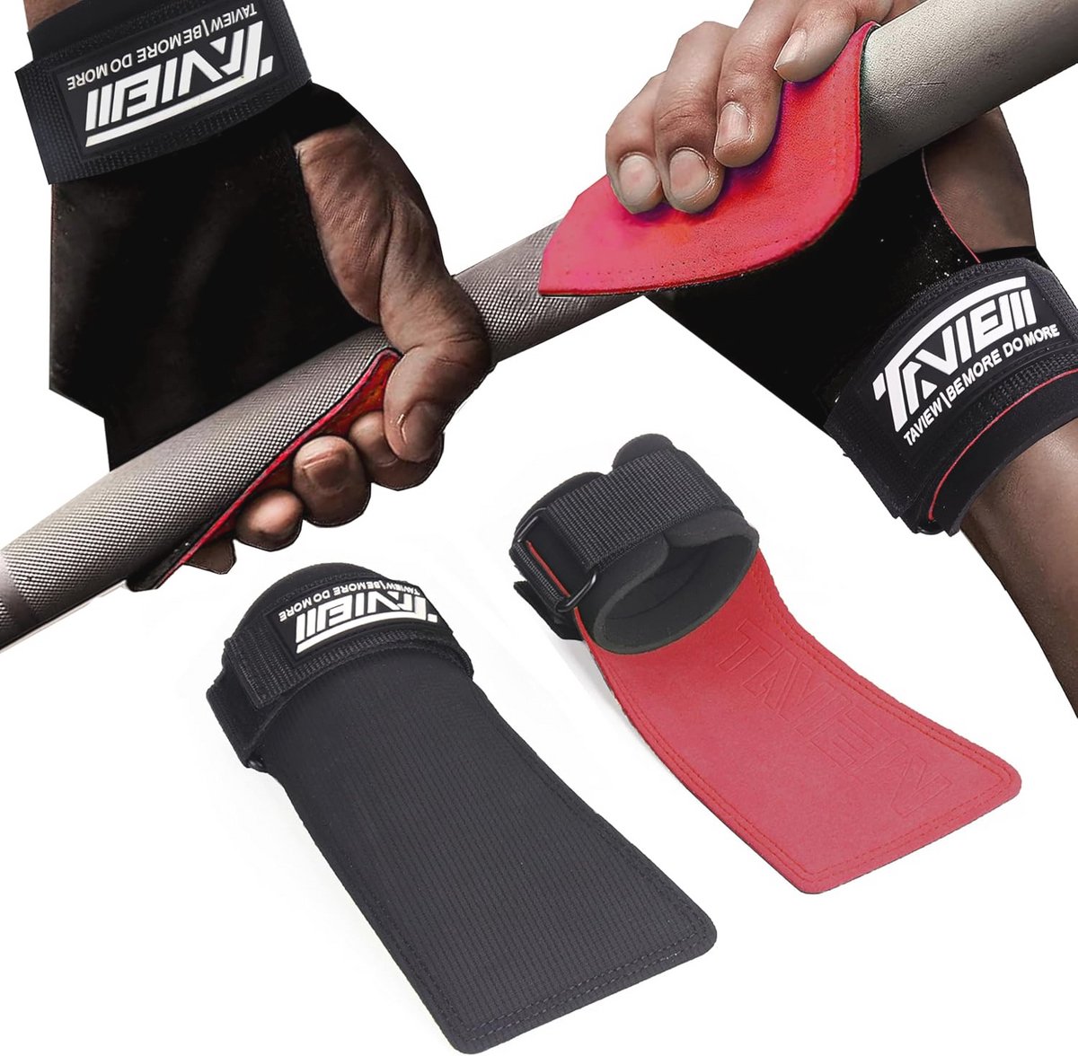 TAVIEW Polsbanden voor Gewichtheffen - Maximaal Grip & Ondersteuning - Lifting Deadlift Strap & Gewichtheffen Grips Handschoenen voor Trainen Pull Up Deadlifting & Shrugs