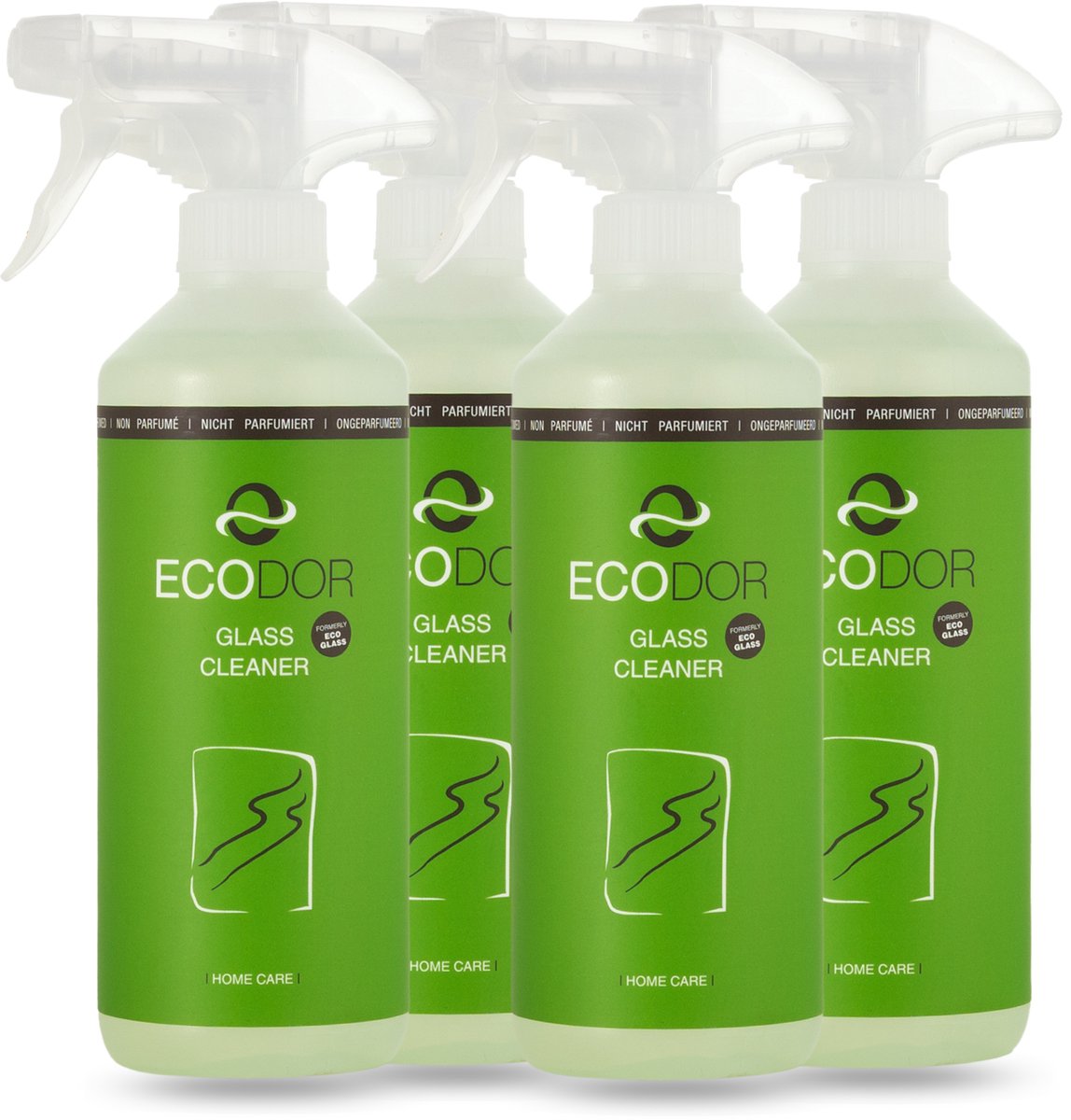 Ecodor Glasreiniger - Ruitenreiniger voor de Auto - Voordeelpack 4× 500 ml - Streeploos Schoon
