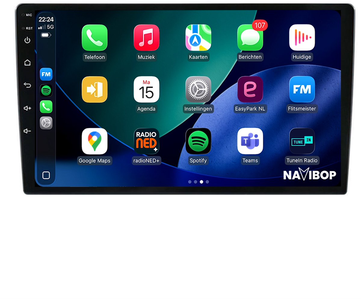 Geschikt voor Opel Astra H (2005 t/m 2014) | 9 inch Android 15.0 CarPlay autoradio | Draadloos CarPlay & Android Auto | 2GB RAM + 32GB | Externe microfoon | Bluetooth & WiFi | NAVIBOP NB-2155 | Bouwjaar 2005 t/m 2014