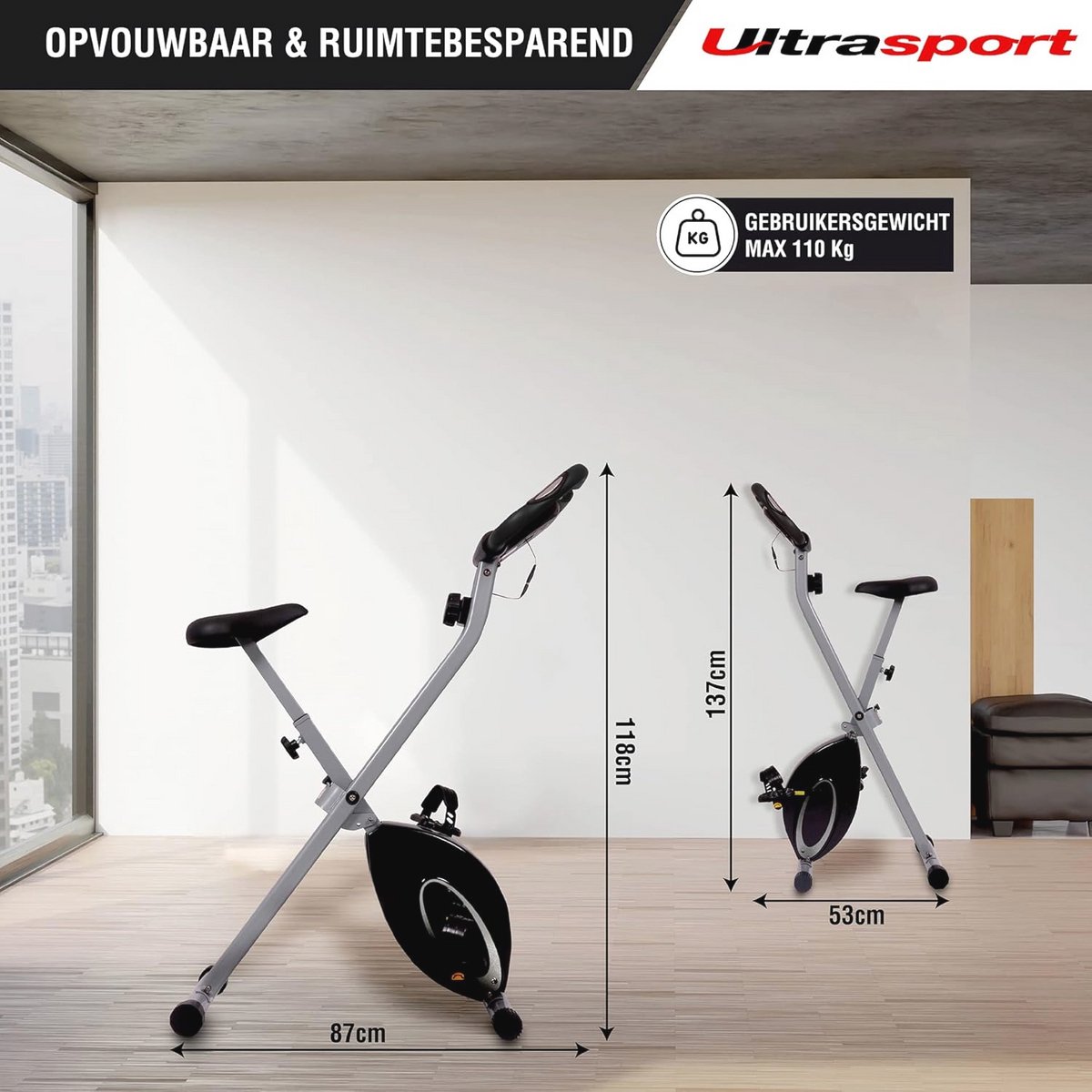 Inklapbare Fietstrainer met LCD-display en Verstelbare Weerstanden