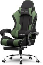 GTPLAYER Gamingstoel 135° verstelbaar, ergonomisch, met uitschuifbare voetsteun - Groen stof