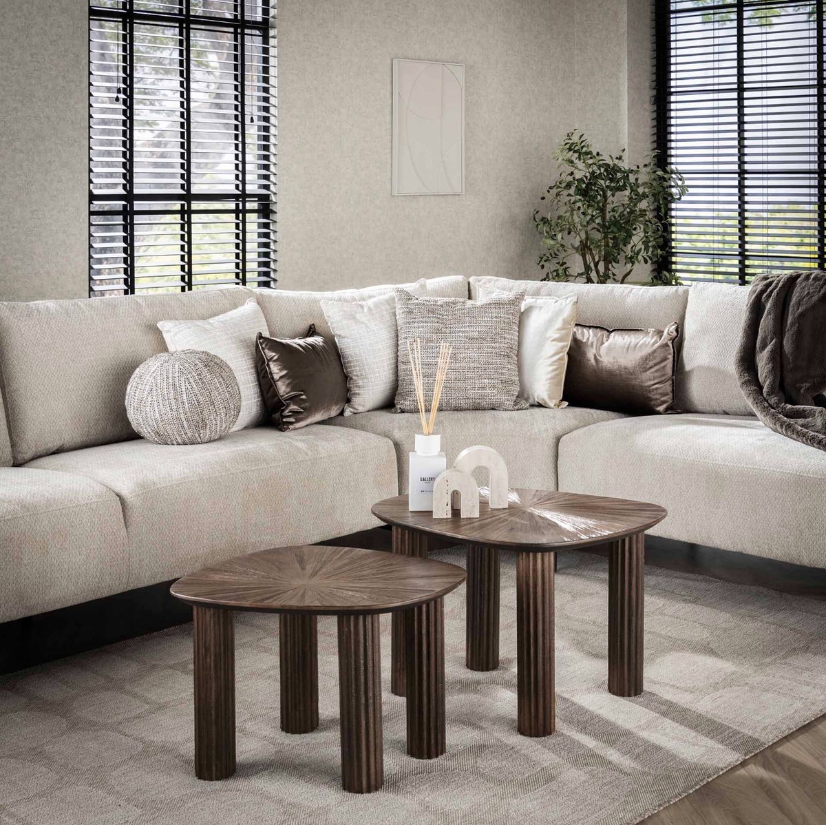 PS-Collection Maya Salontafel Set van 2 - Vierhoekig - 62x51x43 cm - Bruin - Teak - salontafels rond, salontafels, salontafel zwart, salon tafel, salontafel rond, salontafel industrieel, salontafel vierkant, salontafel marmer, salontafel wit