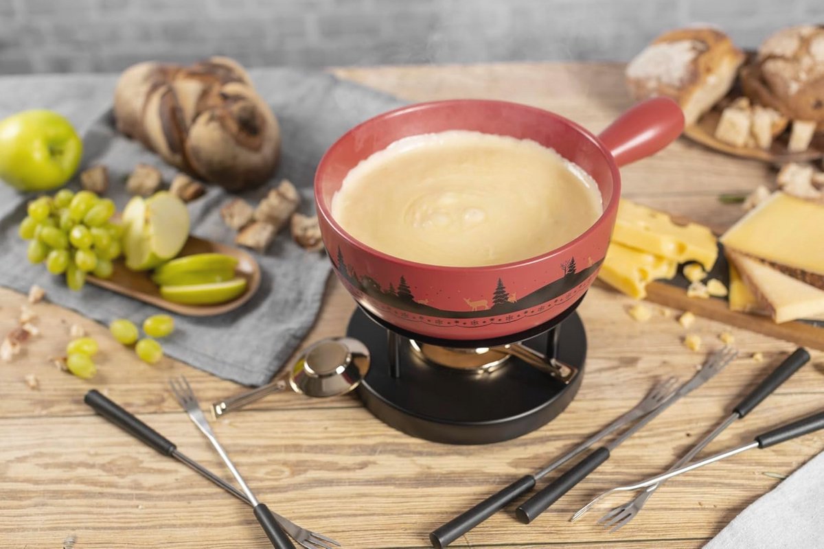 Kaasfondue set voor 4-6 personen van hoogwaardige klei – foto 6