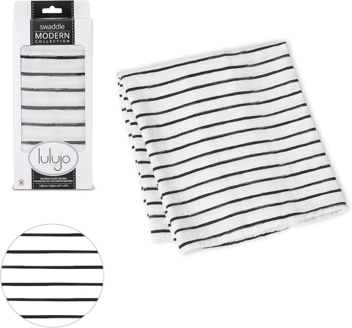 Zachte ademende baby kaasdoek in zwart 120 x 120 cm - multifunctioneel