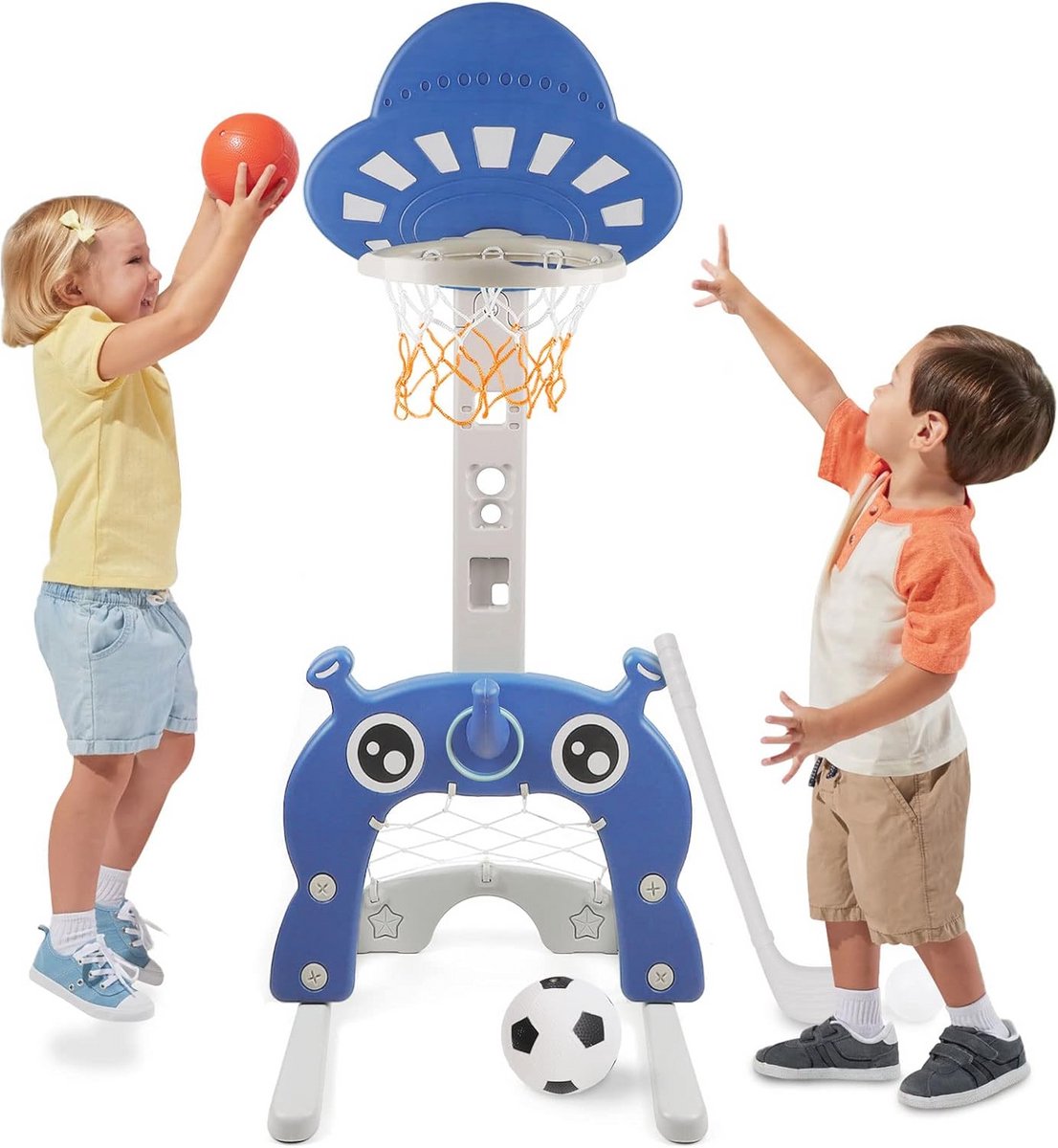 Basketbalkorf 4-in-1 voor Kinderen - Verstelbare Standaard en Voetbaldoel