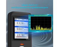 Wifi, 4g, 5g, Rf Tester, EMF Straling Meter 3 in 1 - Radiofrequentie straling veld - Magnetisch veld - Elektrisch veld - Wifi, 4G, 5G, RF - Met Kleuren scherm - Grafiek weergave - Zeer Gevoelig, Uiterst Nauwkeurig!