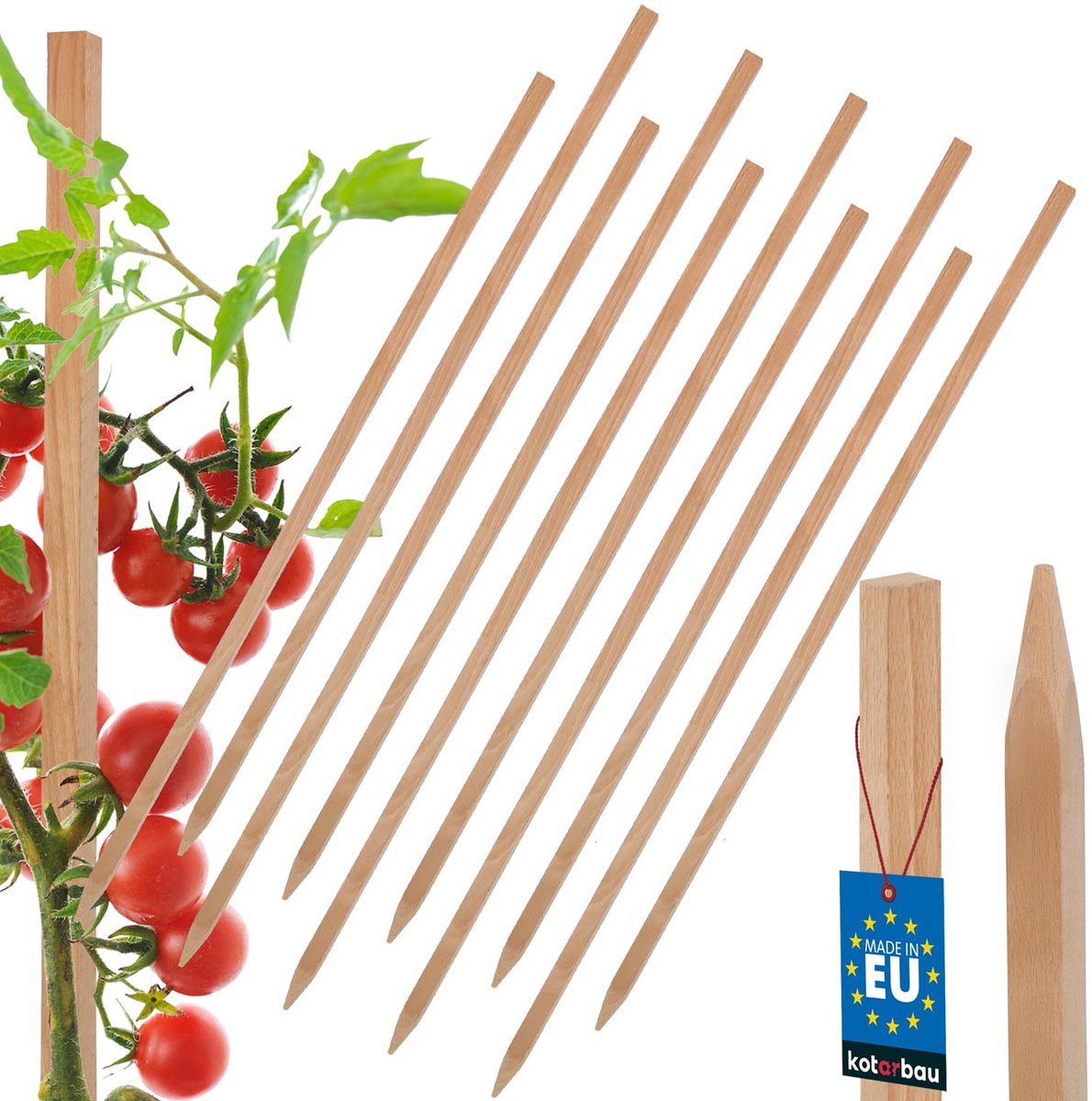 Kotarbau - Houten Plantpaal - 50 CM - Voor Tomaten en Planten - Set van 10