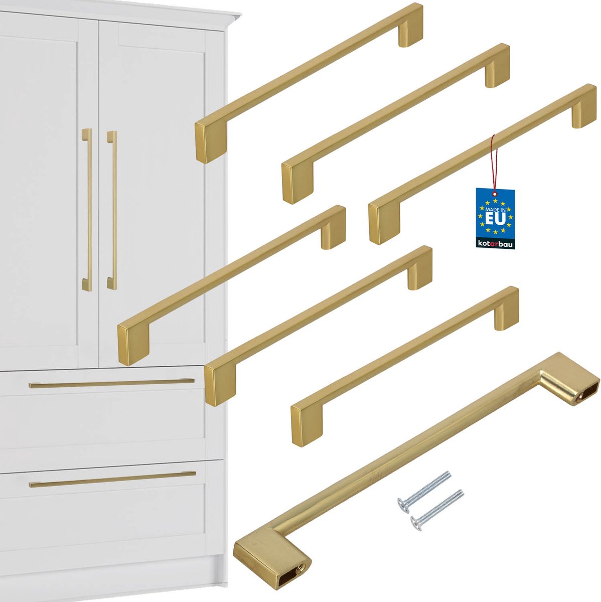 Kotarbau - Meubelgreep - Goud Mat - 221mm - Set van 6 - Modern en Klassiek