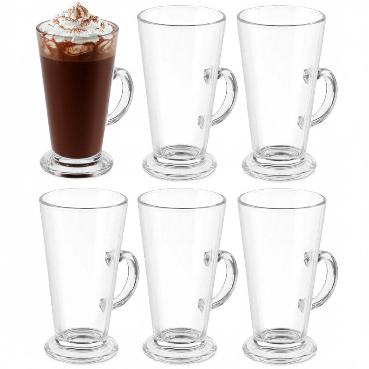Vivalto Chocolademelk glazen - transparant glas - 6x stuks - 280 ml - warme chocomelk