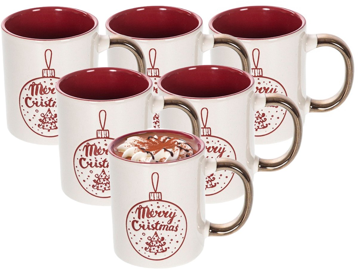 CM Kerst mok - 25x - Merry Christmas - 300 ml - keramiek - koffiemok - cadeau - kerstbeker - theemok